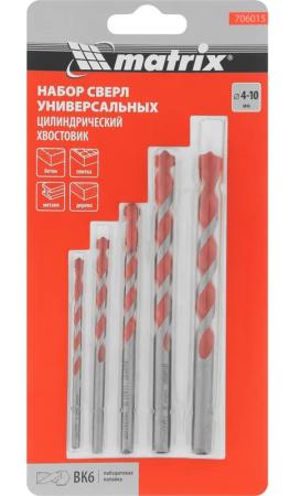 Набор сверл универсальных 4-10мм, 5 шт Matrix