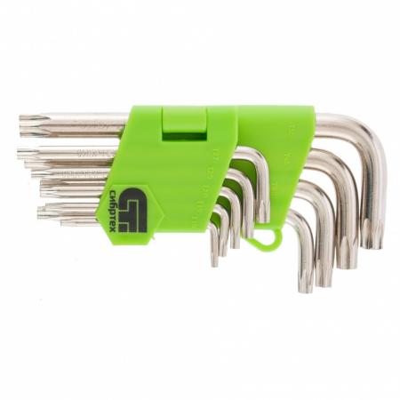 Набор ключей имбусовых Tamper-Torx, 9шт:TTT10-T50, 45х, заленные, короткие, никель//Сибртех