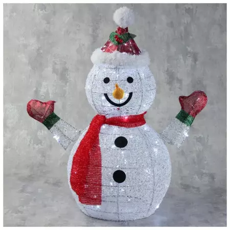 Фигура светодиодная "Снеговик в шапке и шарфе" 60 см, 60 LED, 220V, белый 3662030