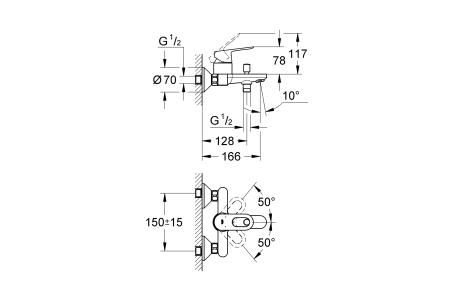 Смеситель для ванной GROHE 23341000 BAU LOOP хром @