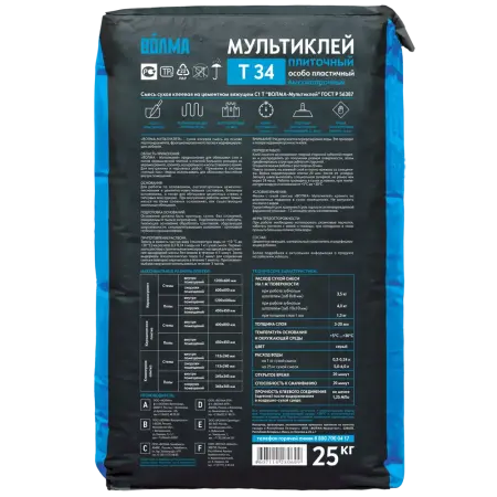 ВОЛМА Клей для плитки Мультиклей Т34 25кг