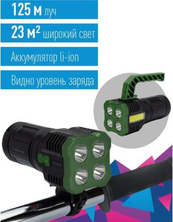 Фонарь-прожектор аккумуляторный ручной 4Вт SMD LED+3Вт COB LED Li-ion 18650 1200мА.ч корпус ABS-плас
