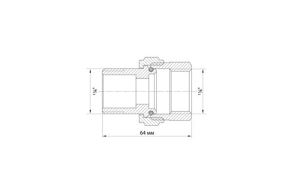 Переходник со сгоном 1 1/4" прямой VRT® никель