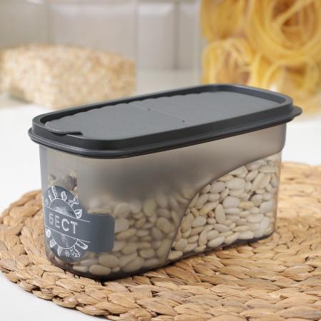 Емкость для сыпучих продуктов 1л 9,5x19*9,5см "Бест", цвет графитовый 9084359