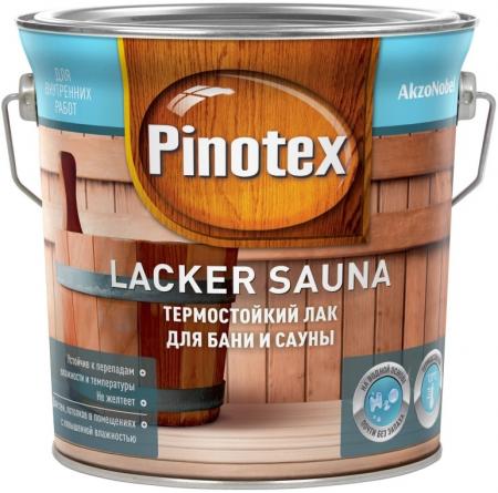 Лак Пинотекс Lacker Sauna 20 термостойкий для бани и сауны, полуматовый 2,7л 