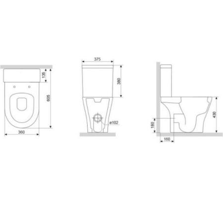 Унитаз-компакт Damixa DX86C8600SC Sirius безободковый с сиденьем микролифт