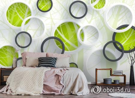 3D Фотообои «Объемные зеленые круги» Песок 200*240