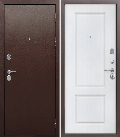 Дверь металлическая Ferroni 960 * 2050 9см Правая Медный антик МДФ Белый ясень