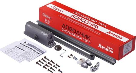 Доводчик дверной 130 Isparus 440 (от 70 до 130кг) графит со скользящей тягой