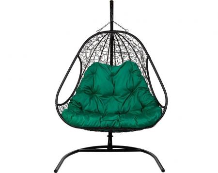 Кресло подвесное "Primavera Brown" (зелёная подушка) на каркасе