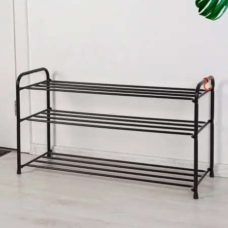 Подставка для обуви "Альфа 33" 3-х Полочная 80см с сиденьем, с ящиком черный, Соликамск,