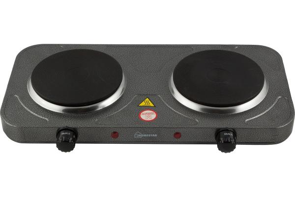 Электроплитка HomeStar HS-1104, 2 конфорки, диск, 1кВт+1кВт, 155мм+155мм чугун 3583