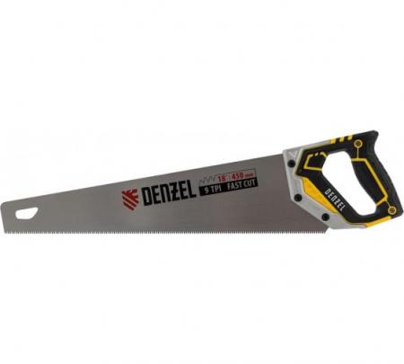 Ножовка по дереву Denzel 450мм 9 TPI зуб 3D металлопластиковая рукоятка