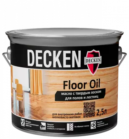 Масло с твердым воском для полов DECKEN Floor Oil/Spice бесцветное/2,5 л