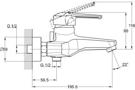 Смеситель для ванной G-lauf Ф40, SITB3-A182