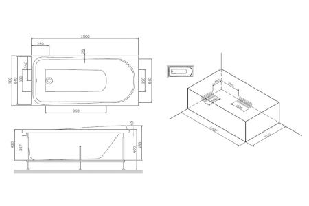 Каркас для ванны Am.Pm 150x70 см W80A-150-070W-R Like