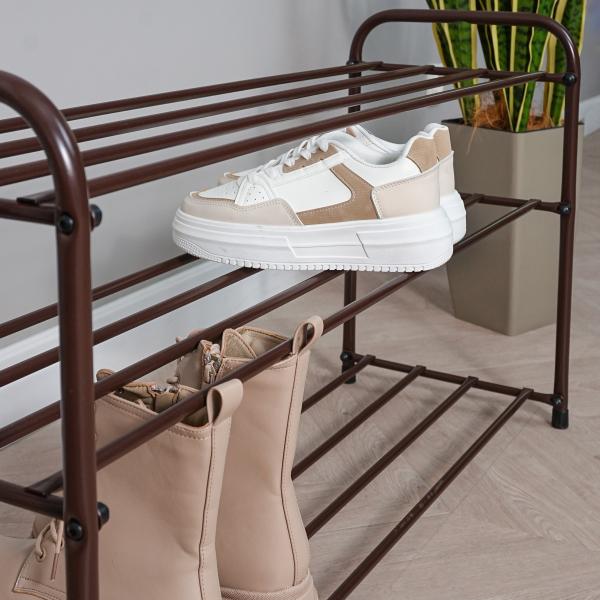 Подставка для обуви "Альфа 33" 3-х полочная 80см коричневый