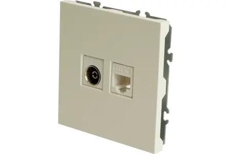 Розетка TV + компьютерная RJ-45 (механизм), серия Эмили, RST00-5106-01, белый фарфор, soft touch