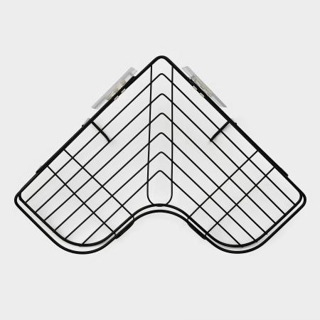 Полка угловая 2 крючка, 26х26х10см, цвет черный 5168775