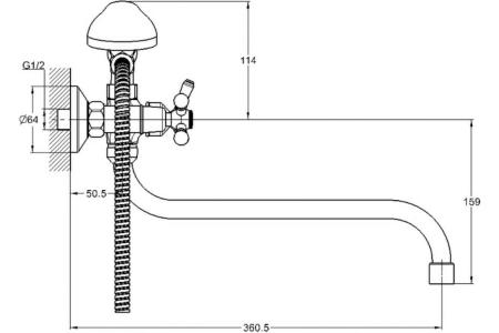 Смеситель для ванной G-lauf QFR7-A827 крест хром
