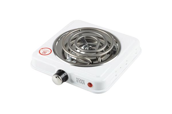 Электроплитка HomeStar HS-1107, 1 конфорка, спираль (ТЭН) 1кВт, белая 104910