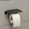 Держатель для туалетной бумаги с полочкой BAMBOO, 18х9,7х7,5см, цвет чёрный