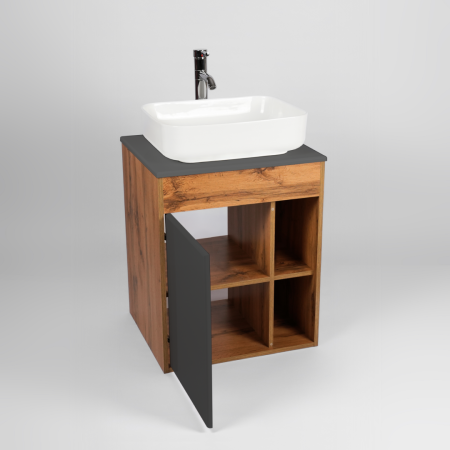 Тумба "Бостон" 1 ств со столешницей L56 подвесная графит 500x560x636 VIANT