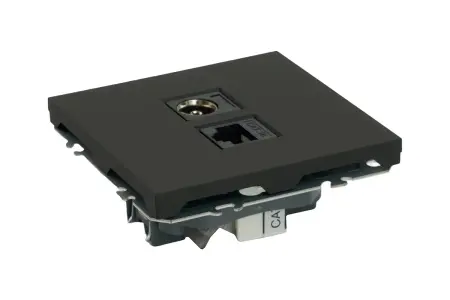 Розетка TV + компьютерная RJ-45 (механизм), серия Эмили, RST00-5106-05, черный уголь, soft touch