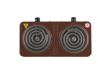Эл.плитка Матрена МА-062, 2 конфорки, спираль (ТЭН) 1кВт+1кВт, коричневая 6058