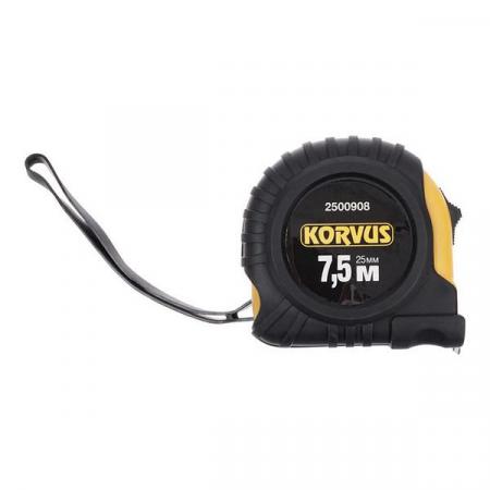 Рулетка KORVUS 7,5м*25мм, обрезиненный корпус