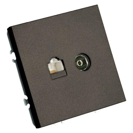 Розетка TV + компьютерная RJ-45 (механизм), серия Эмили, RST00-5106-09, антрацит, soft touch