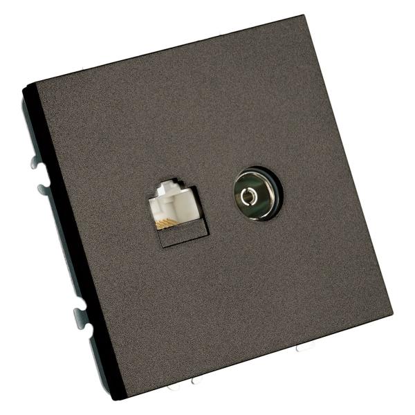 Розетка TV + компьютерная RJ-45 (механизм), серия Эмили, RST00-5106-09, антрацит, soft touch