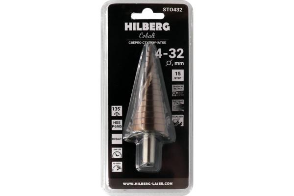 Сверло ступенчатое  4-32мм  Hilberg (Р6М5) HSS-COBALT